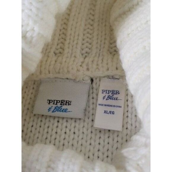 Piper & Blue Sweater Dress Women Sz XL White Cable Knit Cowl Neck Boho - Picture 5 of 7